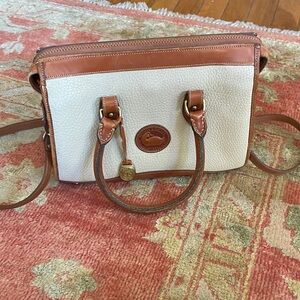Dooney & Bourke White and Brown Leather Shoulder Bag